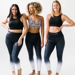 ZYIA Black and White Metallic Leggings